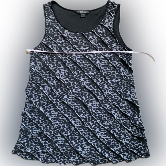 Ruffled stretch animal print Tank Blouse Top Shirt Mini Dress | Style & Co - Picture 2 of 9